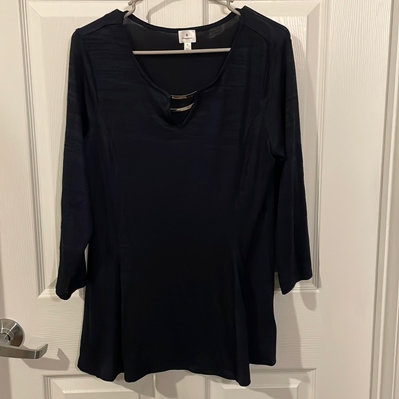 Dressbarn Size Large Long Sleeve Blouse Blue/Black - Picture 1 of 6